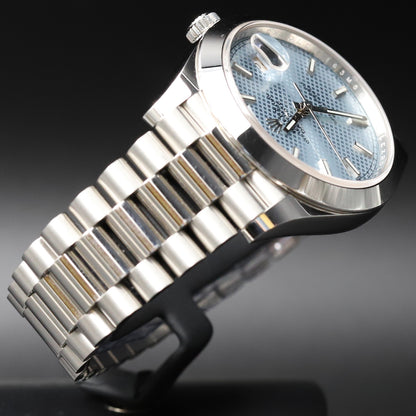Rolex<br>228206 DayDate 40 Ice Blue Diagonal Motif Dial