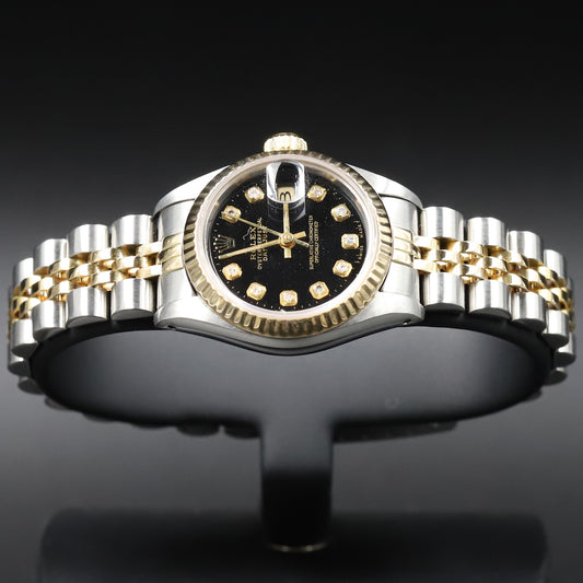 Rolex<br>179173 Datejust 26 18k/SS Black Diamond Dial
