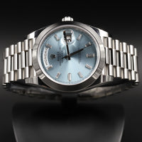 Rolex<br>228206 DayDate 40 Ice Blue Baguette Dial