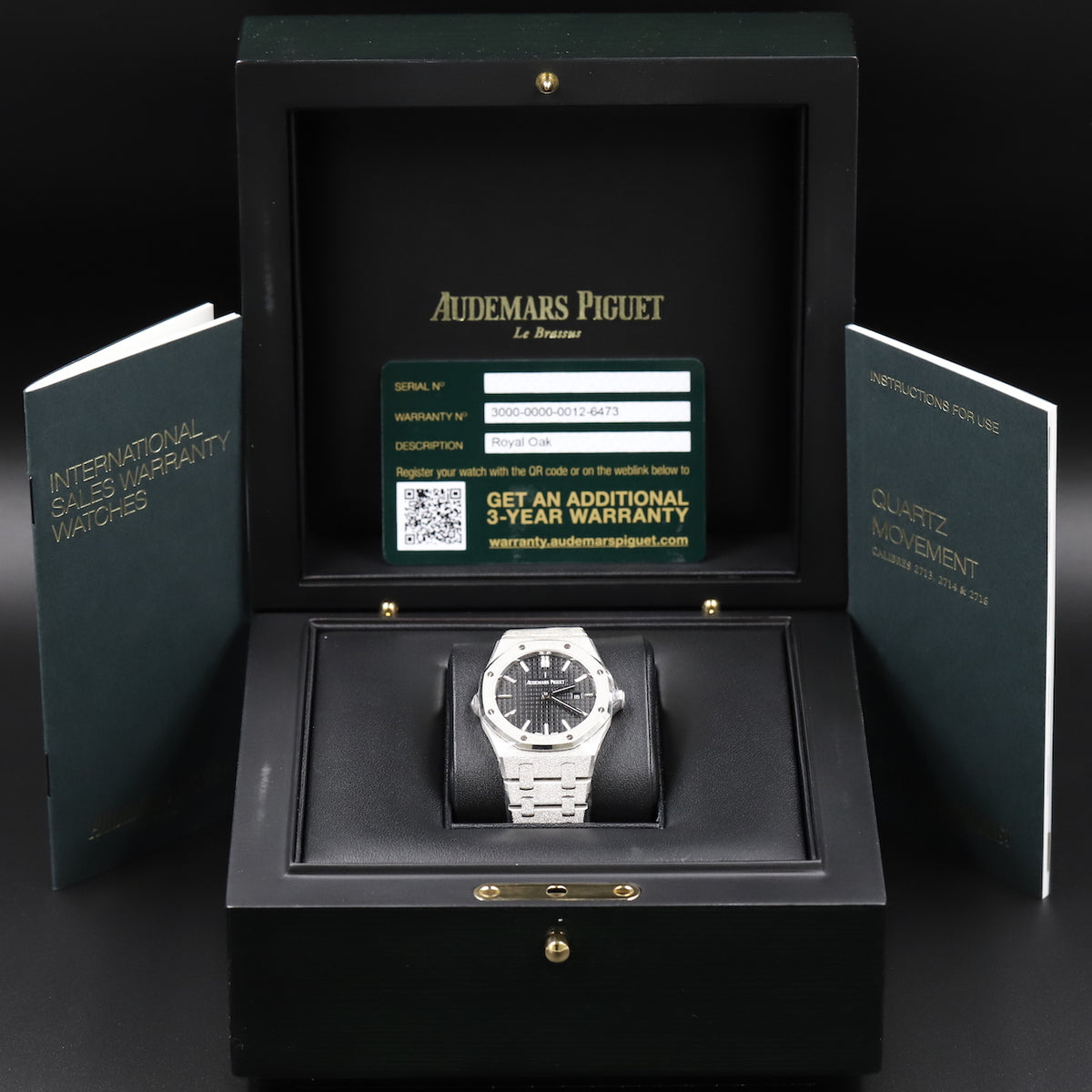 Audemars Piguet<br>67653BC Royal Oak Quartz Frosted White Gold Black Dial