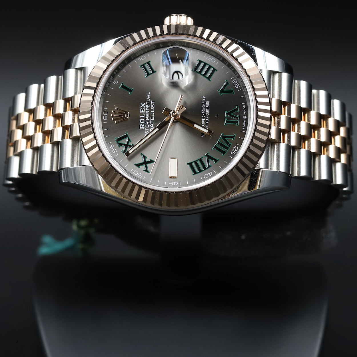Rolex126331 Datejust 41 SS/RG Slate Green Roman Numeral 'Wimbledon
