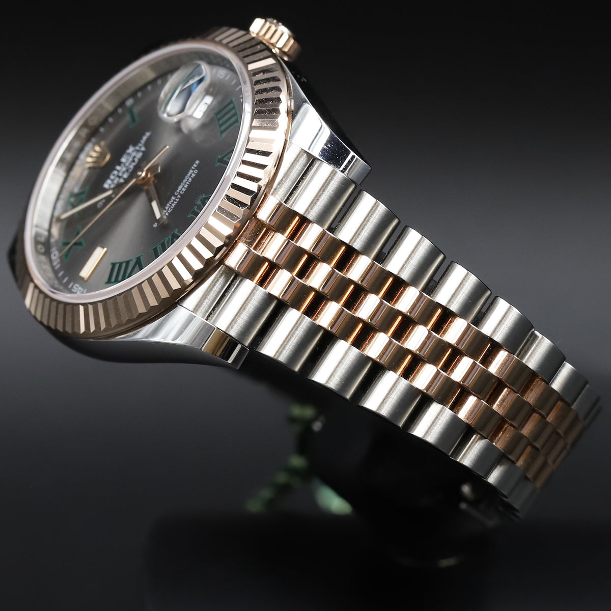 Rolex<br>126331 Datejust 41 SS/RG Slate Green Roman Numeral 'Wimbledon' Dial