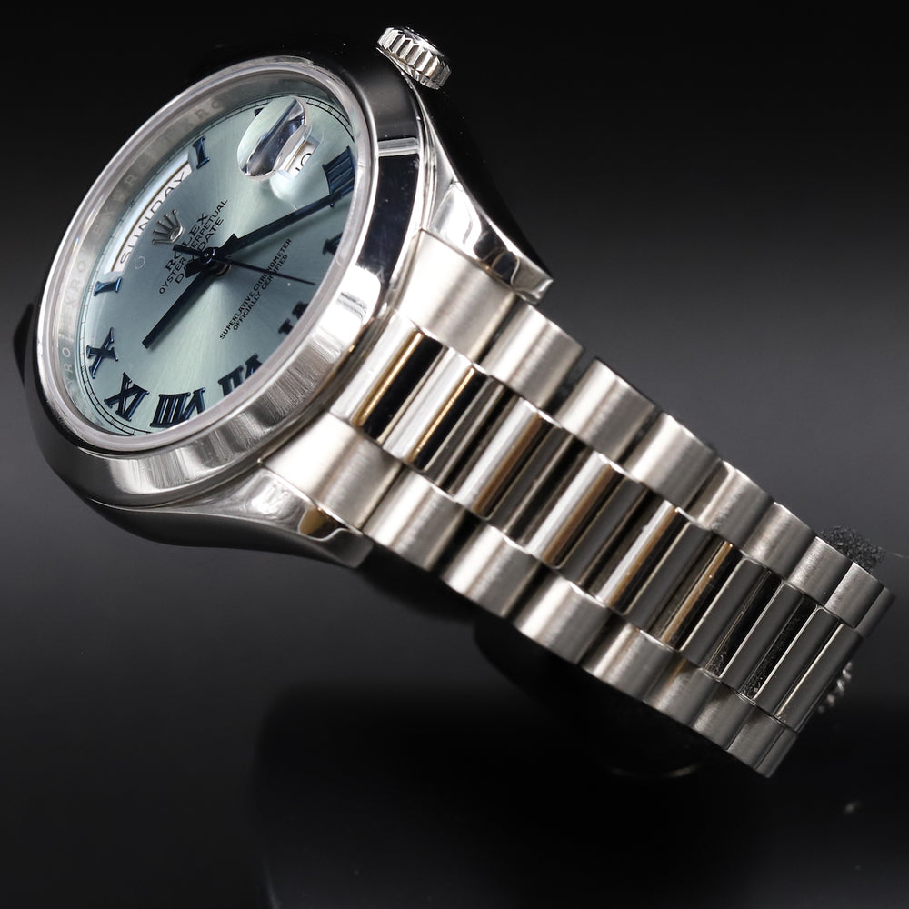 Rolex<br>218206 DayDate II Ice Blue Roman Numeral Dial