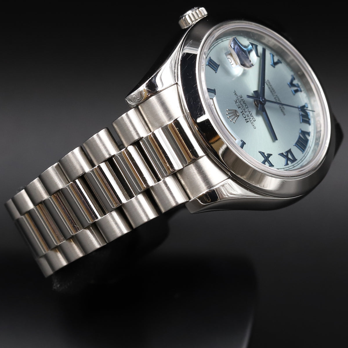 Rolex<br>218206 DayDate II Ice Blue Roman Numeral Dial