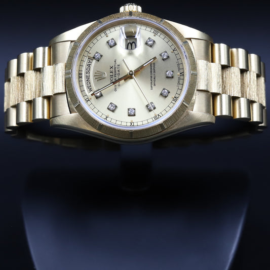 Rolex<br>18248 DayDate 36 Champagne Diamond Dial Bark Double Quickset