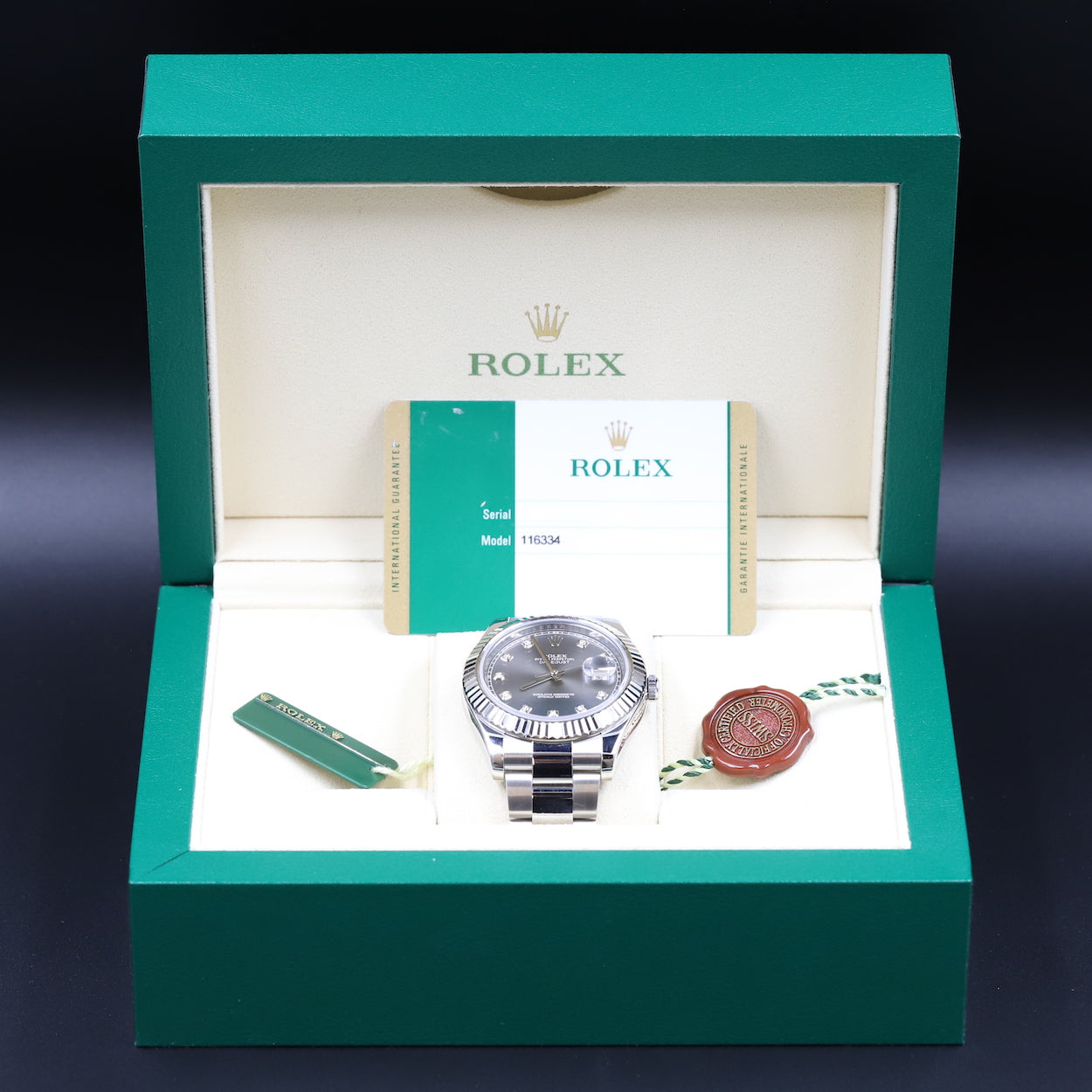 Rolex116334 Datejust II Rhodium Diamond Dial – Newport Watch Club