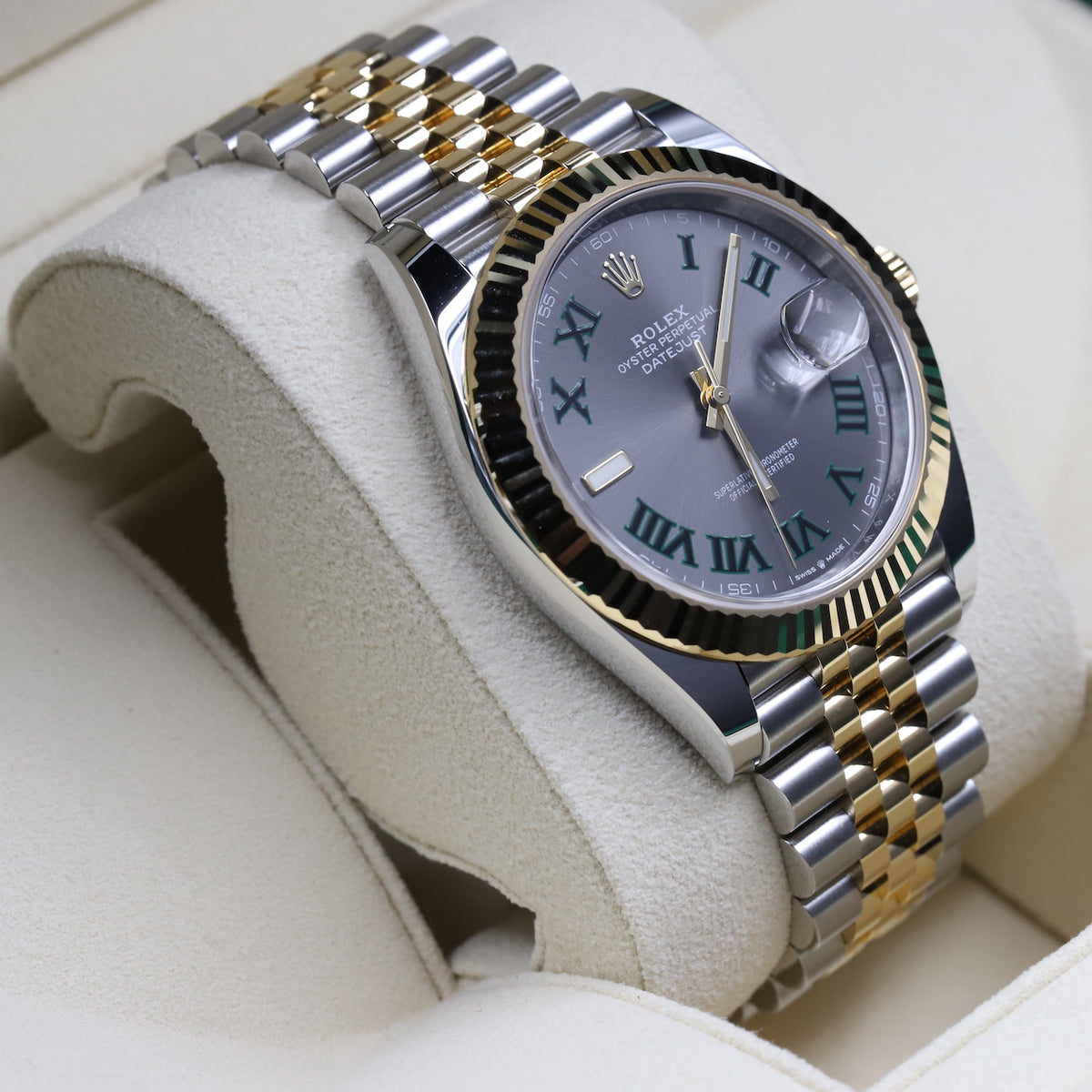 Rolex<br>126333 Datejust 41 18k/SS Slate Green Roman Numeral 'Wimbledon' Dial