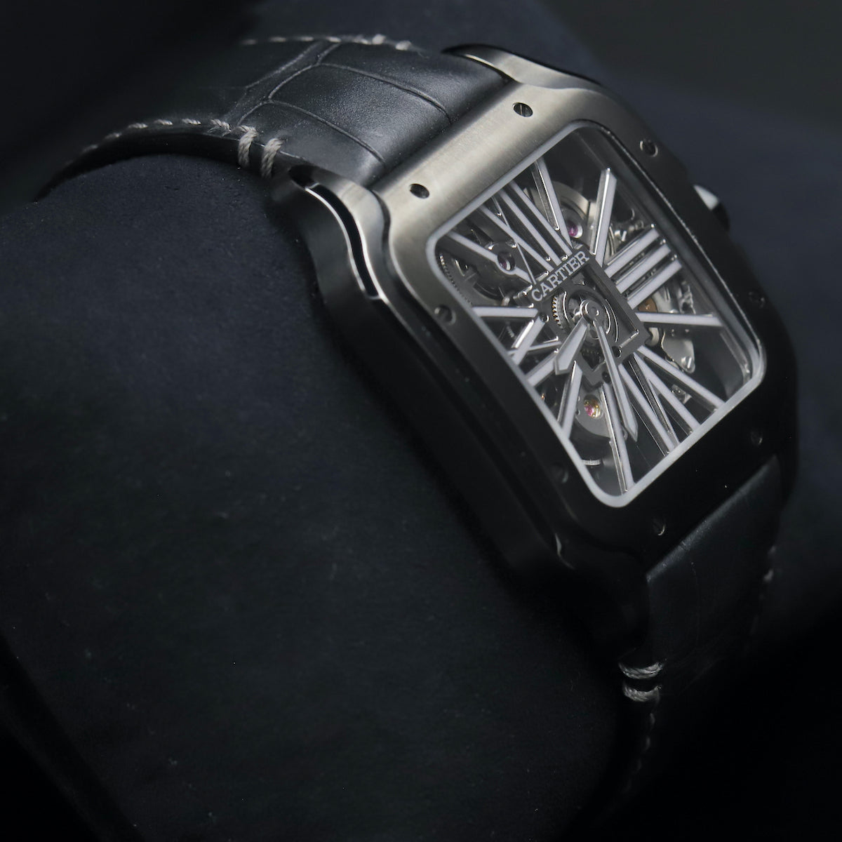 Cartier<br>WSSA0039 Santos De Cartier Black ADLC Skeleton Dial