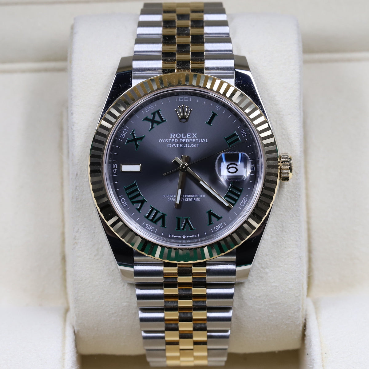 Rolex<br>126333 Datejust 41 18k/SS Slate Green Roman Numeral 'Wimbledon' Dial