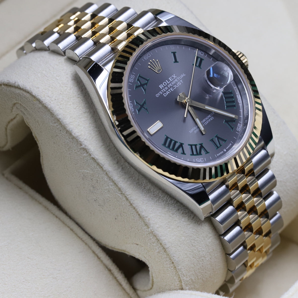 Rolex<br>126333 Datejust 41 18k/SS Slate Green Roman Numeral 'Wimbledon' Dial