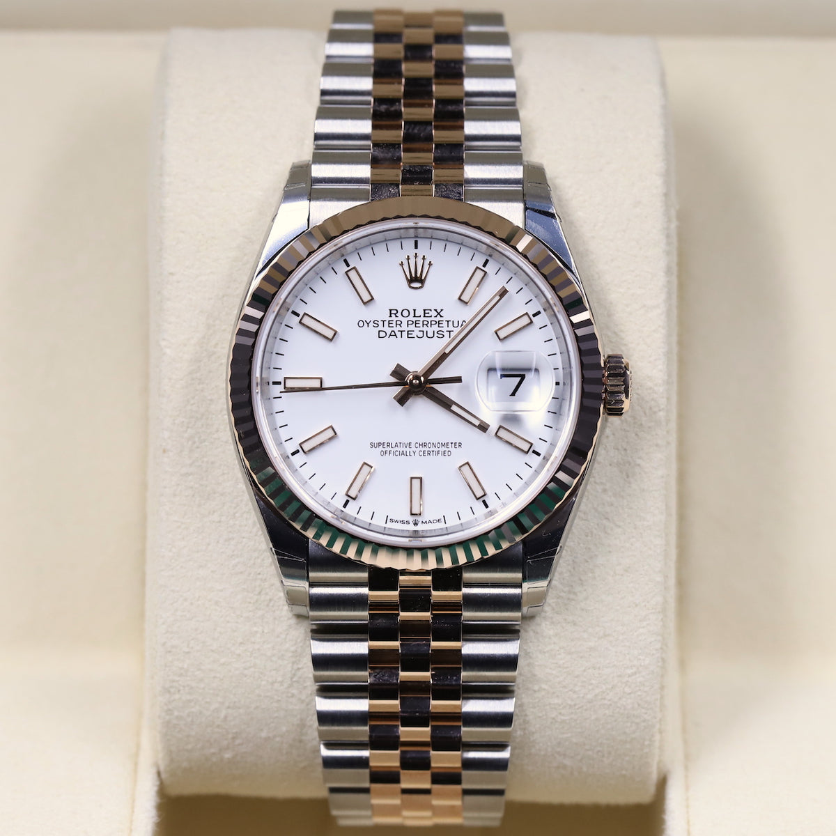 Rolex<br>126231 Datejust 36 SS/RG White Index Dial