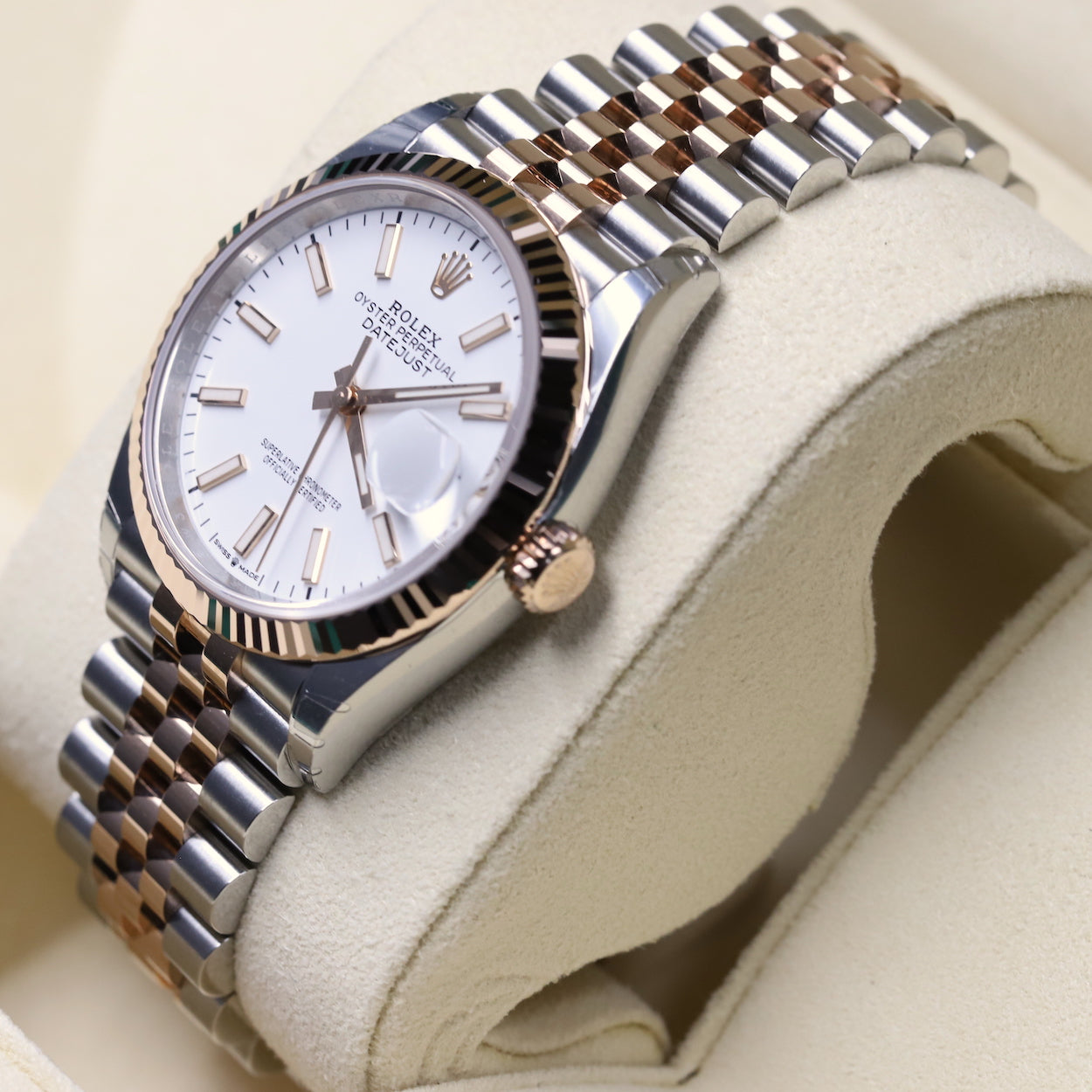 Rolex126231 Datejust 36 SS/RG White Index Dial – Newport Watch Club