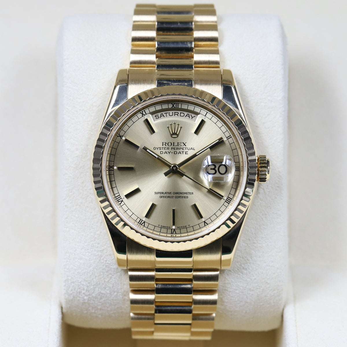 Rolex<br>118238 DayDate 36 Double Quickset Champagne Index Dial