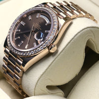 Rolex<br>228345RBR DayDate 40 Rose Gold Baguette Diamond Dial Diamond Bezel