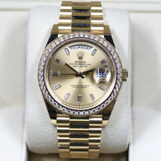 Rolex<br>228348RBR DayDate 40 Baguette Diamond Dial Diamond Bezel
