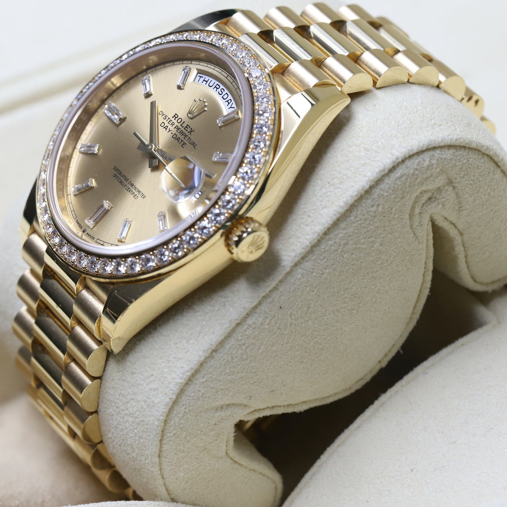 Rolex<br>228348RBR DayDate 40 Baguette Diamond Dial Diamond Bezel