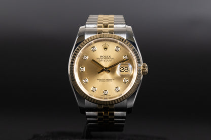 Rolex 116233 Datejust 36 SS/YG Champagne Diamond Dial
