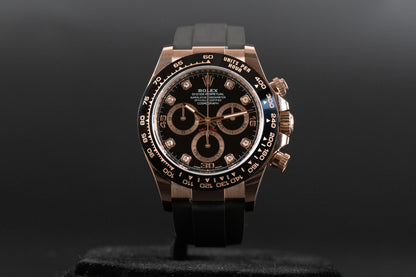 Rolex 116515 Daytona Oysterflex Rose Gold Black Diamond Dial