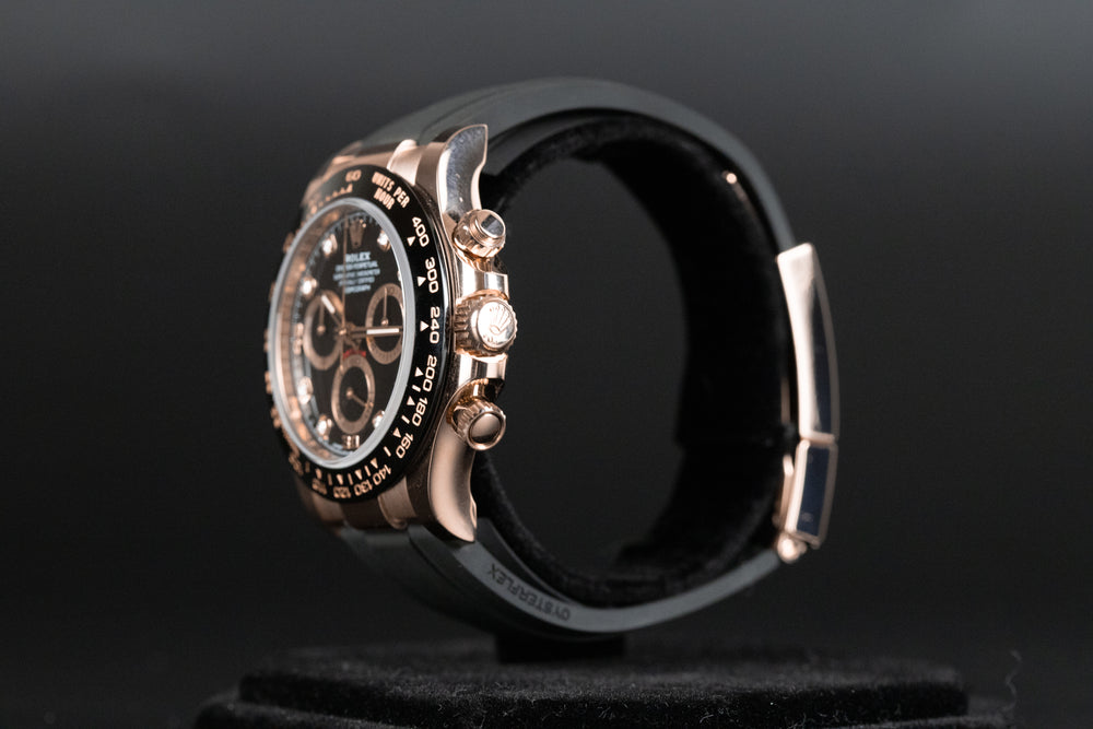 Rolex<br>116515 Daytona Oysterflex Rose Gold Black Diamond Dial