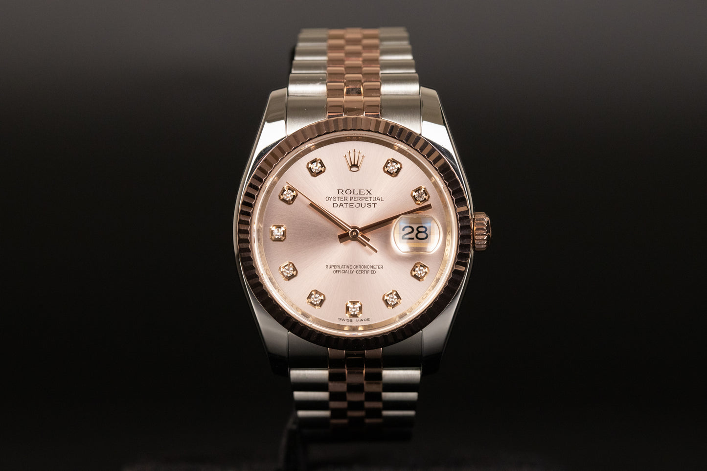 Rolex 116231 Datejust 36 SS/RG Sundust Diamond Dial