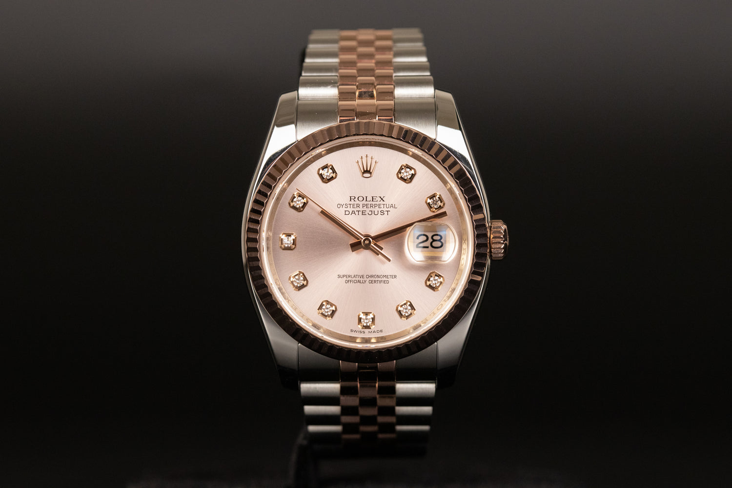 Rolex 116231 Datejust 36 SS/RG Sundust Diamond Dial