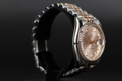 Rolex 116231 Datejust 36 SS/RG Sundust Diamond Dial