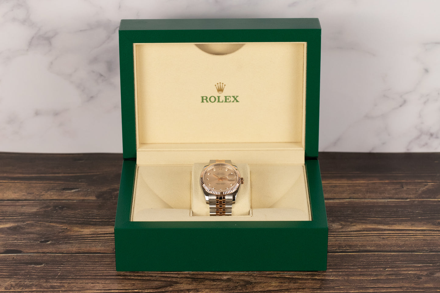 Rolex 116231 Datejust 36 SS/RG Sundust Diamond Dial