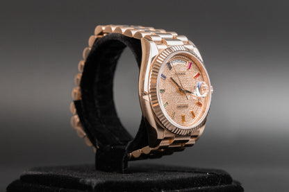 Rolex<br>128235 Day-Date 36 Pave Rainbow Dial