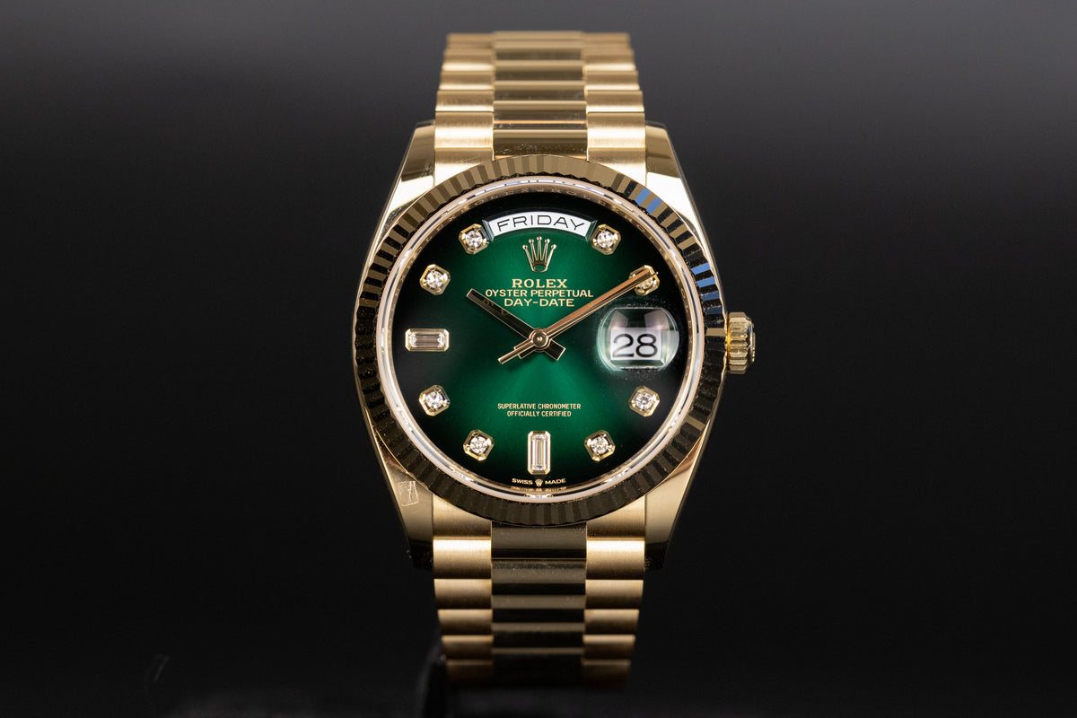 Rolex<br>128238 Day-Date 36 Green Ombre Dial