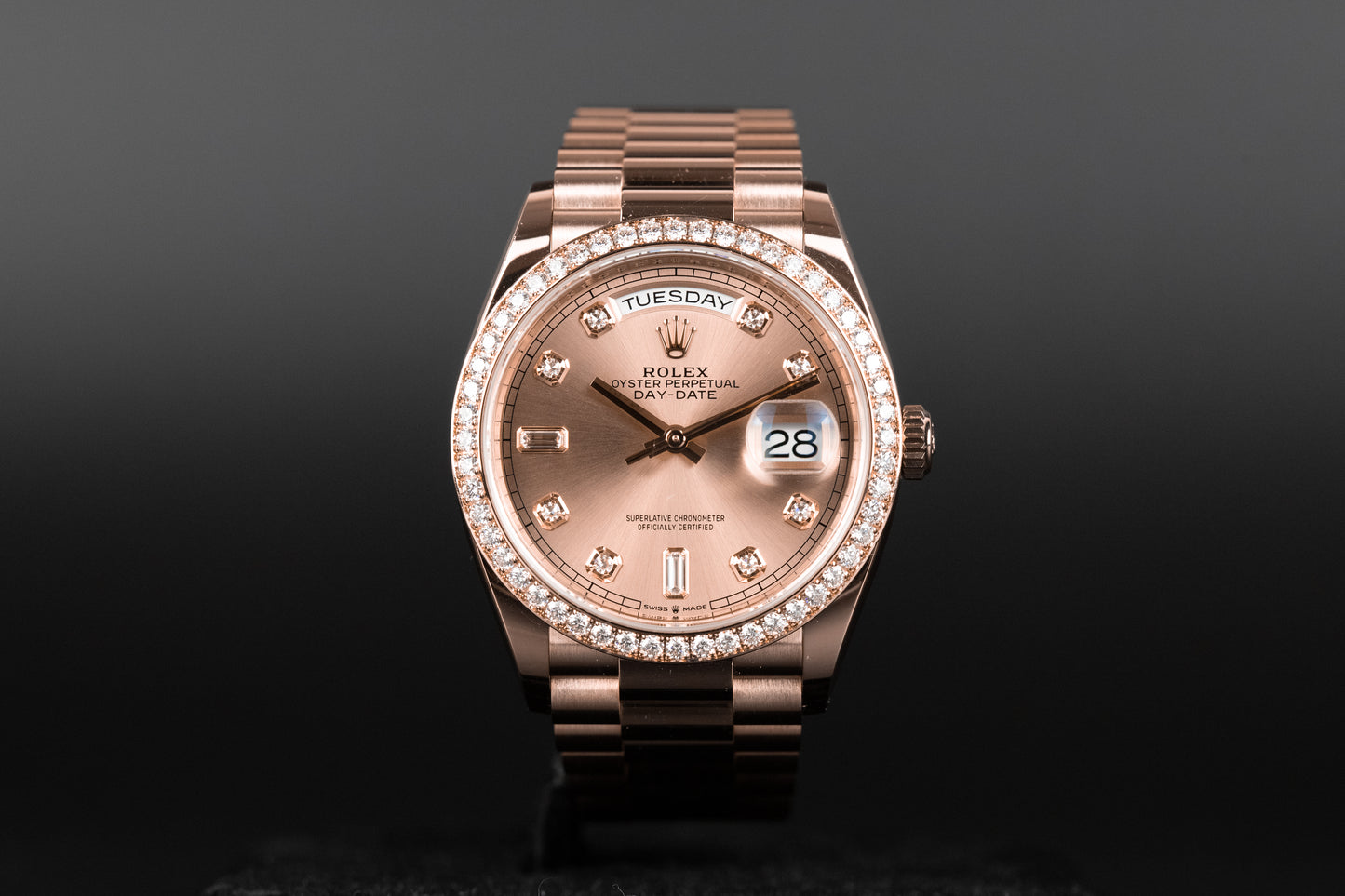 Rolex 128345RBR Day-Date 36 Diamond Bezel Diamond Dial