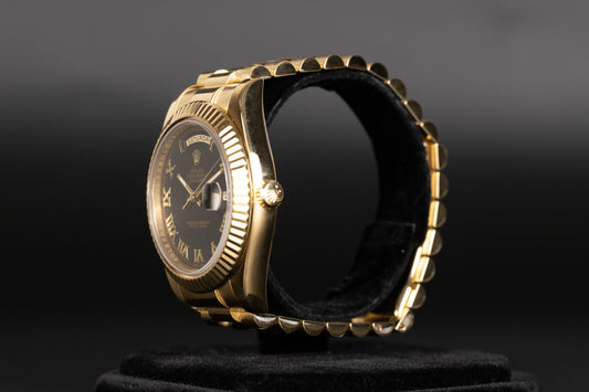 Rolex 218238 DayDate II Black Roman Numeral Dial