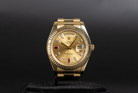 Rolex 218238 DayDate II Champagne Ruby Dial