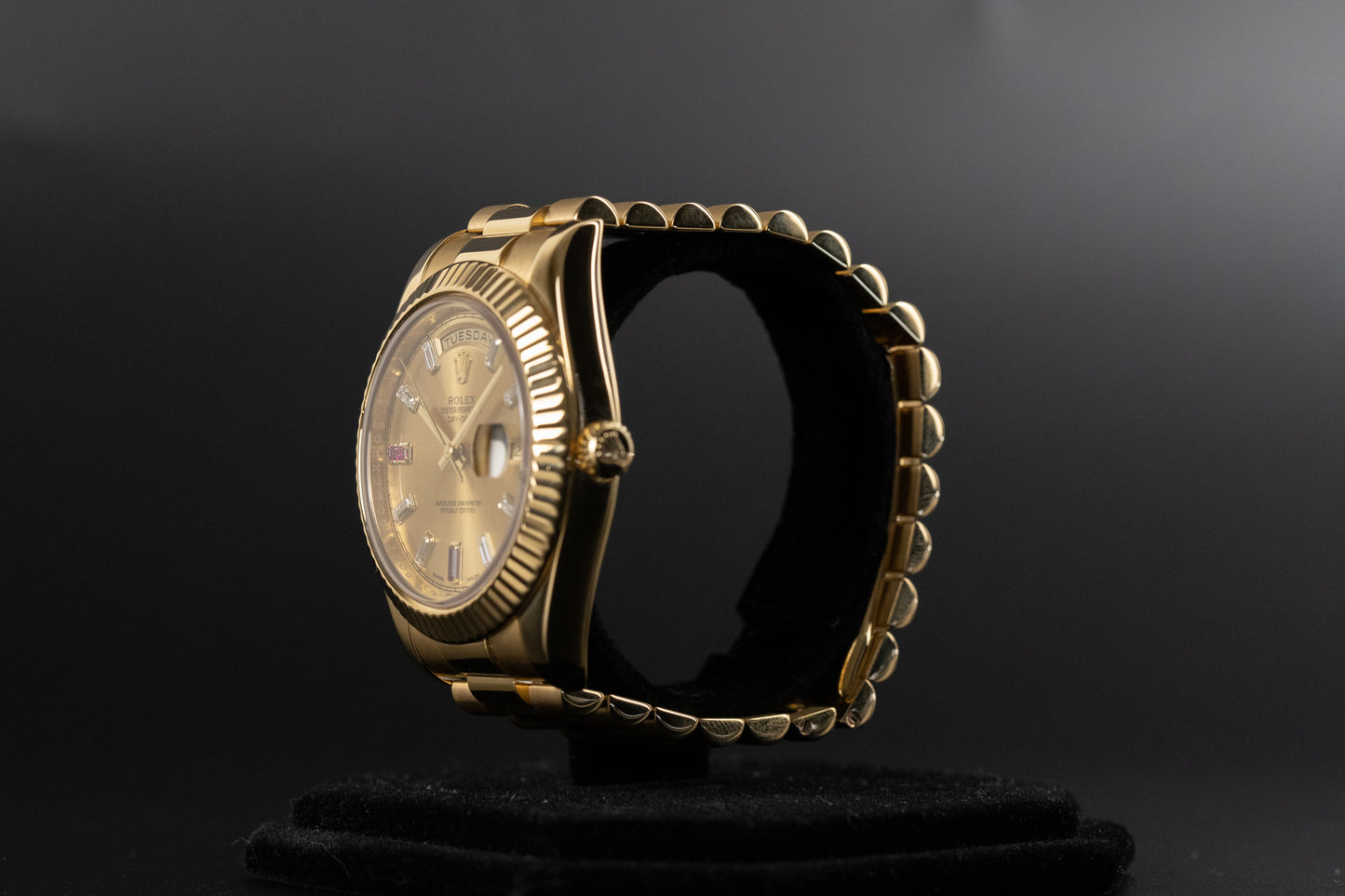 Rolex 218238 DayDate II Champagne Ruby Dial