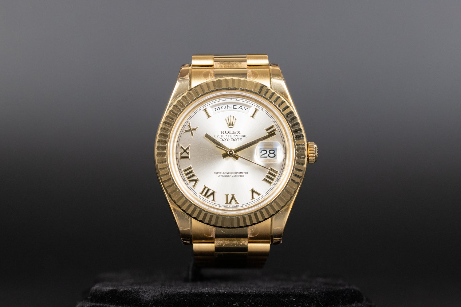 Rolex 218238 DayDate II Silver Roman Numeral Dial New Old Stock