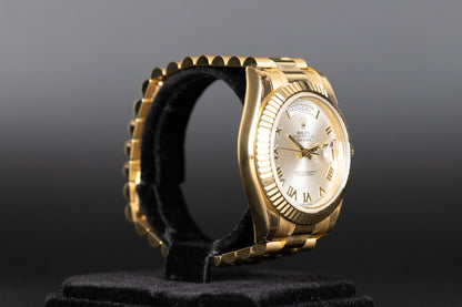 Rolex 218238 DayDate II Silver Roman Numeral Dial New Old Stock
