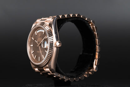 Rolex 228235 DayDate 40 Chocolate Diagonal Motif Dial