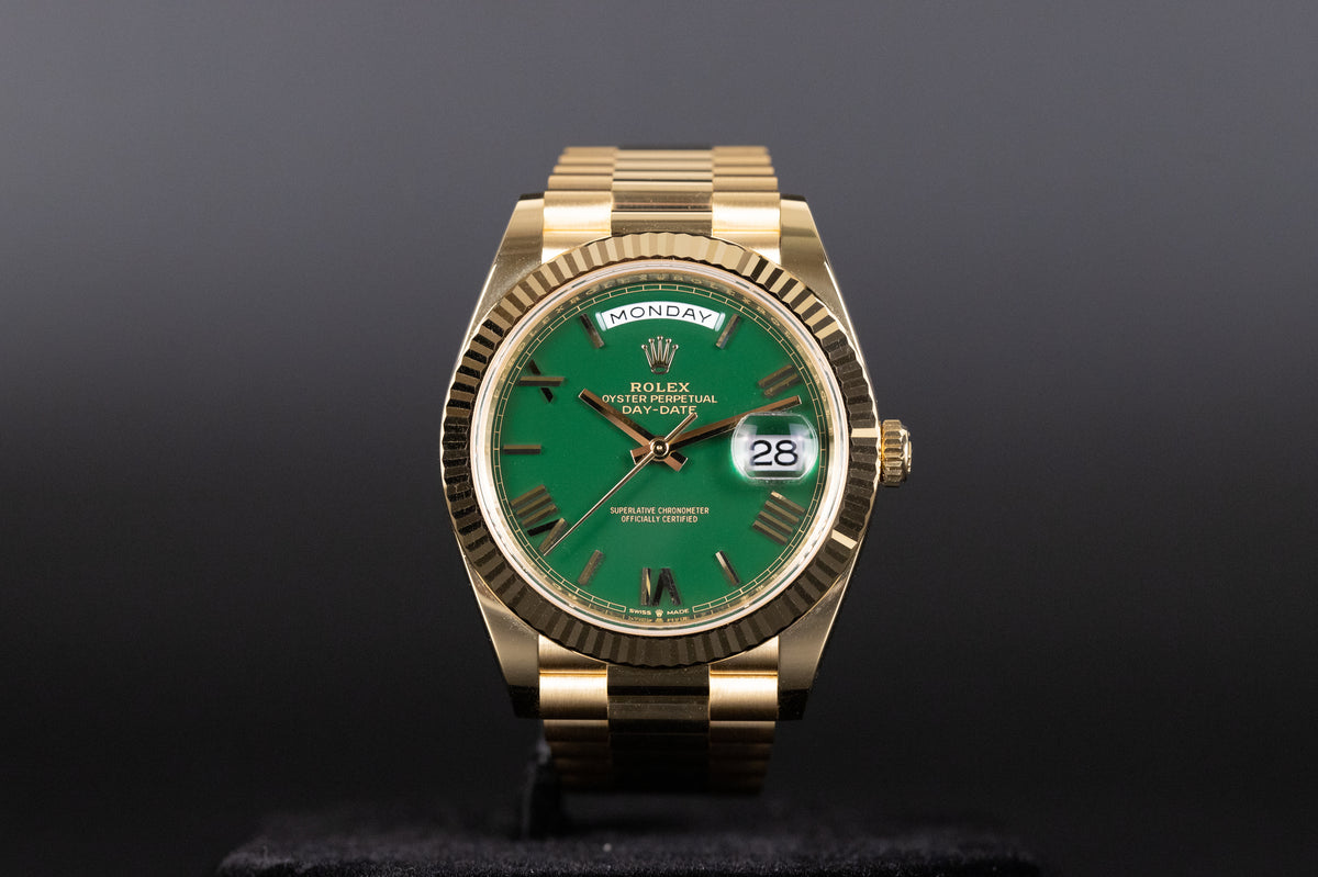 Rolex<br>228238 DayDate 40 Green Roman Numeral Dial