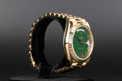 Rolex 228238 DayDate 40 Green Roman Numeral Dial