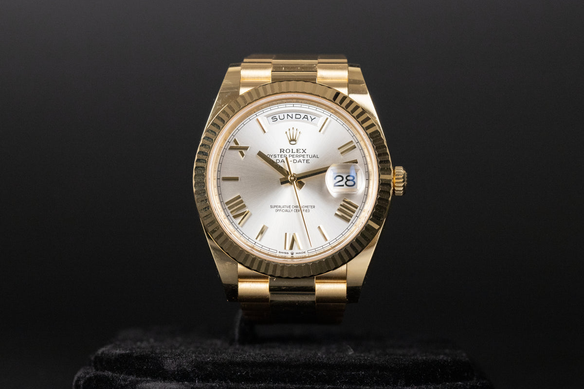Rolex<br>228238 DayDate 40 Silver Roman Numeral Dial