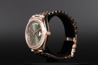 Rolex<br>228345RBR DayDate 40 Rose Gold Diamond Bezel Olive Green Dial