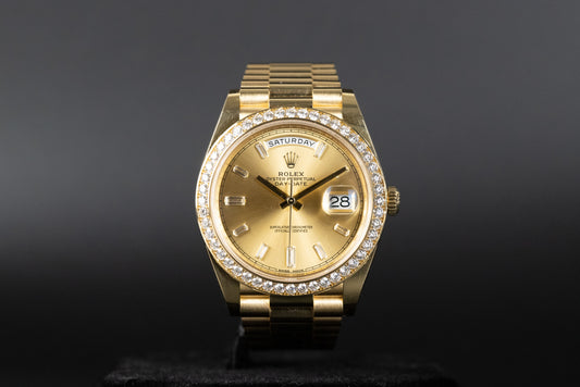 Rolex 228348RBR DayDate 40 Baguette Diamond Dial Diamond Bezel