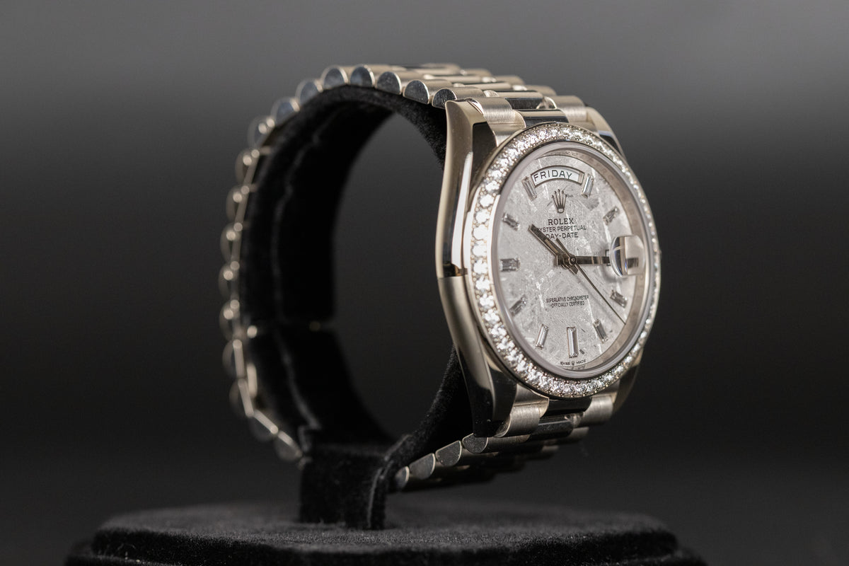 Rolex<br>228349RBR DayDate 40 White Gold Diamond Bezel Meteorite Diamond Dial